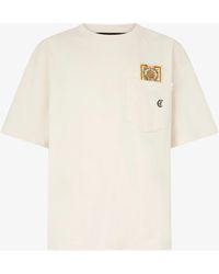 Roberto Cavalli - Ivory T-Shirt With Embroidered Persian Tarot Detail - Lyst