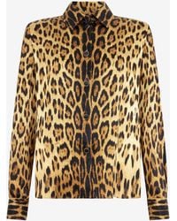 Roberto Cavalli - Camisa De Seda Con Estampado Jaguar Skin - Lyst