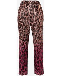 Roberto Cavalli - Animal-Print Lamé Cropped Trousers - Lyst