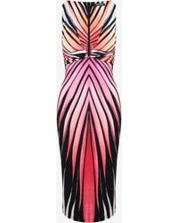 Roberto Cavalli - Ray Of Paradise Print Midi Dress - Lyst