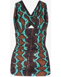 Roberto Cavalli - Snakeskin Printed Sleeveless Top - Lyst