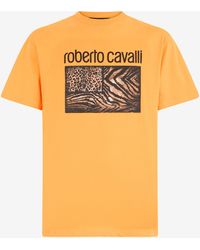 Roberto Cavalli - Animal Print T-Shirt With Logo - Lyst