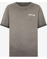 Roberto Cavalli - Camiseta Gris Con Estampado De Serpiente En La Espalda - Lyst