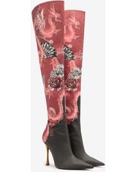 Roberto Cavalli - Knee-High Boots With Dragon Print - Lyst