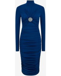 Roberto Cavalli - Midi Dress With Ruffles And Stones - Lyst