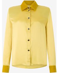 Roberto Cavalli - Ochre Silk Shirt With Velvet Inserts - Lyst