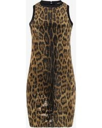 Roberto Cavalli - Sequin Mini Dress With Animal Print - Lyst