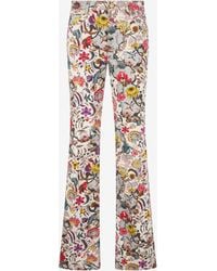 Roberto Cavalli - Flared Pants With Florentine Flowers Print - Lyst