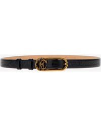 Roberto Cavalli - Leather Belt With Monogram Mirror Snake - Lyst