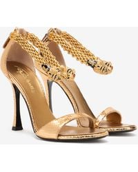 Roberto Cavalli - Sandals With Heel And Bejeweled Tigers - Lyst