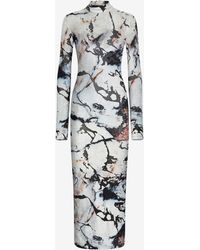 Roberto Cavalli - Long Dress With Marble Print - Lyst