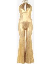 Roberto Cavalli - Golden Jumpsuit With Serpentine Print - Lyst