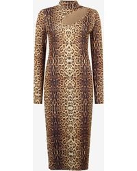 Roberto Cavalli - Abito Midi Stampa Leopardata - Lyst