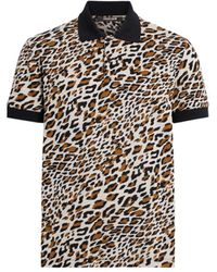 Roberto Cavalli Spiky Leopard Polo Shirt - Brown