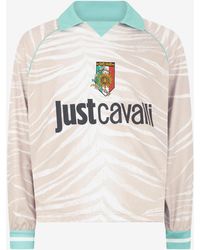 Roberto Cavalli - Sports Jersey With Natural Barb Print And Jc Logo - Lyst