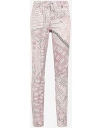 Roberto Cavalli Just Cavalli Abstract Snake And Chain-print Jeans - Pink
