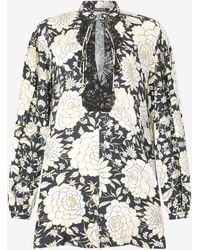 Roberto Cavalli - Mini Dress With Floral Print And Lace - Lyst