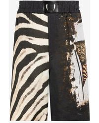 Roberto Cavalli - Zebra And Animalier Patchwork-print Shorts - Lyst