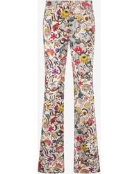 Roberto Cavalli - Flared Pants With Florentine Flowers Print - Lyst