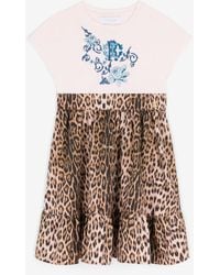 Roberto Cavalli - Robe En Coton À Imprimé Léopard Et Rc Monogram - Lyst