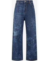 Roberto Cavalli - Jeans With Dragon And Floral Pattern - Lyst