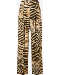 Roberto Cavalli - Flowing Pants With Tiger Skin Print - Lyst