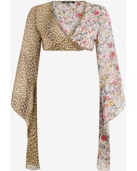 Roberto Cavalli - Top De Seda Con Estampado Baby Jaguar - Lyst