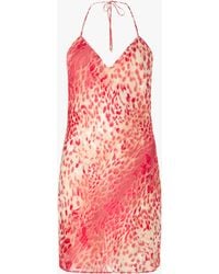 Roberto Cavalli - Mini Dress With Jaguar Skin Print - Lyst