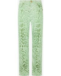 Roberto Cavalli - Denim En Coton Avec Imprimé Jaguar Mint - Lyst