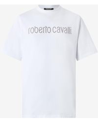 Roberto Cavalli - T-Shirt With Logo And Mini Studs - Lyst