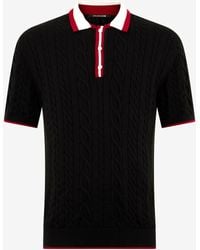 Roberto Cavalli - Cable Knit Polo With Contrast Trim - Lyst