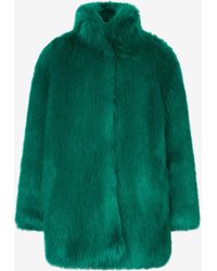 Roberto Cavalli - Faux Fur Coat With High Collar - Lyst