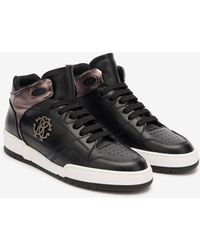 Roberto Cavalli - High-Top Sneakers With Laminated Insert - Lyst