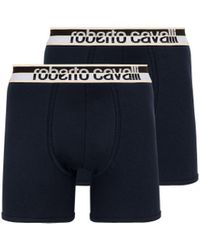 Roberto Cavalli - Confezione Da Due Boxer Blu Con Fascia Logo - Lyst