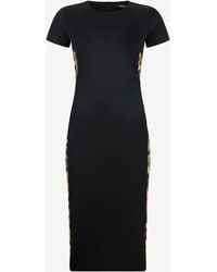 Roberto Cavalli - Midi Dress With Leopard Print Panels - Lyst