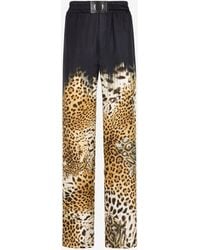 Roberto Cavalli - Leopard-Print Silk Trousers - Lyst