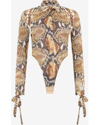 Roberto Cavalli - Python Print Shirt Bodysuit - Lyst