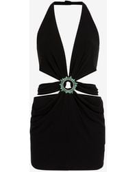 Roberto Cavalli - Embellished Cut-Out Mini Dress - Lyst