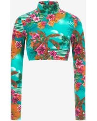 Roberto Cavalli - Hawaii Print Crop Top - Lyst