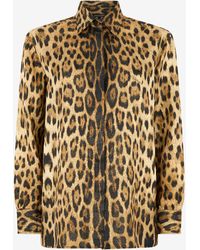 Roberto Cavalli - Silk Shirt With Jaguar Print - Lyst