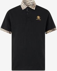 Roberto Cavalli - Polo With Jaguar Print Details - Lyst
