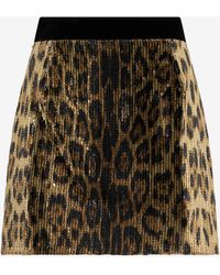 Roberto Cavalli - Leopard-Print Sequin Mini Skirt - Lyst