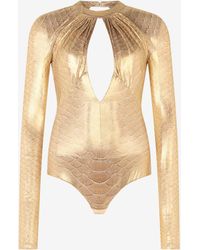 Roberto Cavalli - Scale Print Open Back Bodysuit - Lyst