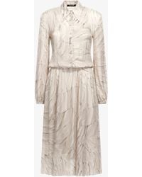 Roberto Cavalli - Ice Feathers Print Midi Dress - Lyst