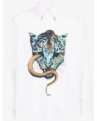 Roberto Cavalli - Serpentine Jaguar-print Cotton Shirt - Lyst