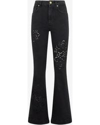 Roberto Cavalli - Jeans Flared With Floral Embroidery - Lyst