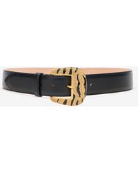 Roberto Cavalli - Leopard Skin Belt With Bejeweled Buckle - Lyst