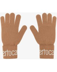 Roberto Cavalli - Wool Blend Gloves With Logo - Lyst