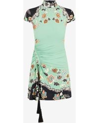 Roberto Cavalli - Kimono Print Mini Dress - Lyst