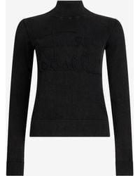 Roberto Cavalli - Maglione A Collo Alto Nero Con Logo - Lyst